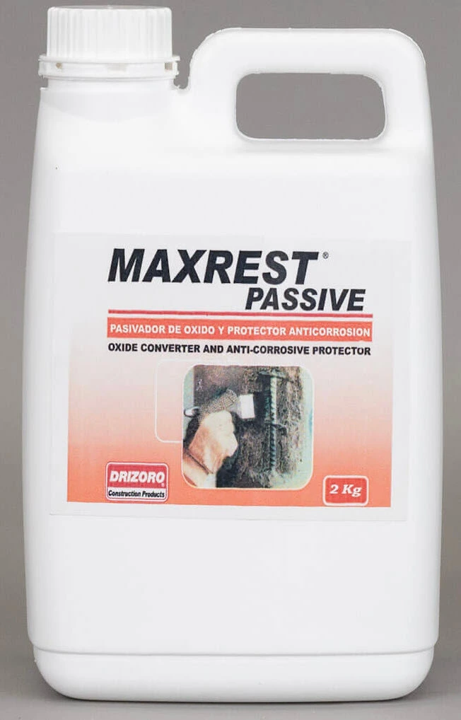 Drizoro Maxrest Passive anti corrosion protection Oxide Converter And Corrosion Protection Reo / Re-Enforcing Bars In Structural Concrete Repair Exposed To Aggressive Conditions Such As In Coastal Areas, Industrial Environments, Anti-Corrosion Protection Against The Attack From Strong Chemical Agents Such As Diluted Alkali And Acid Solutions, Adhesion Promoter On Metal Surfaces For Subsequent Coating Systems.