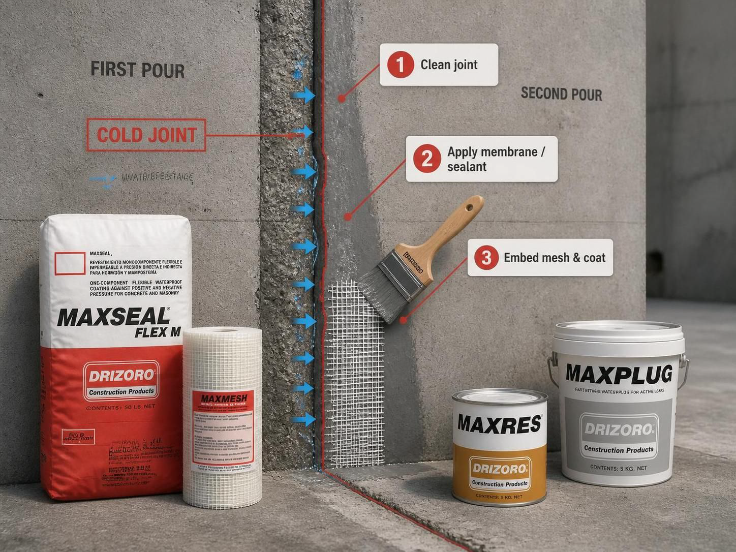 How to Permanently Waterproof a Leaking Concrete Cold Joint - Online ...